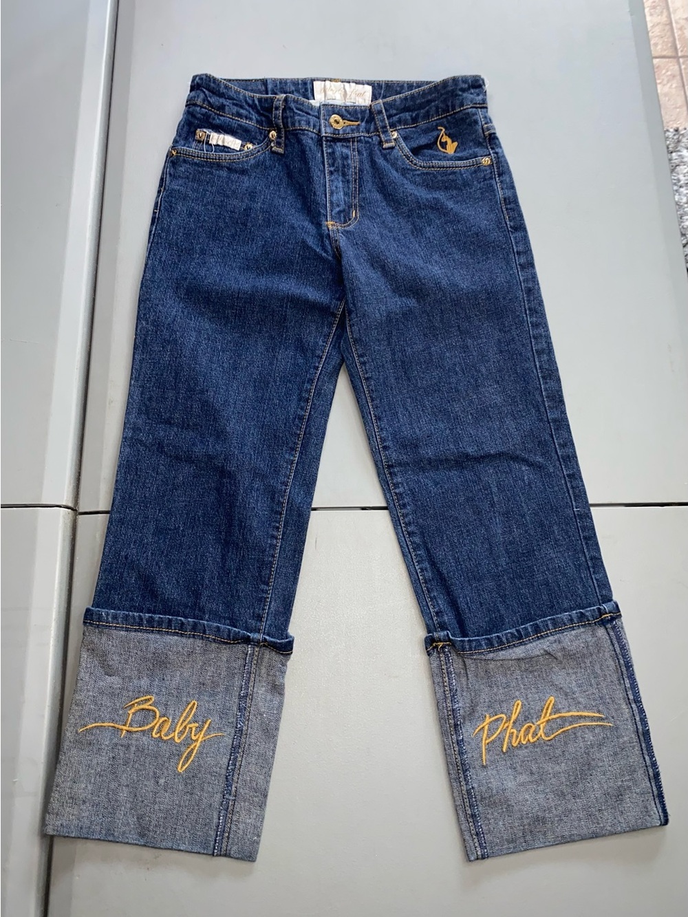 Baby Phat Stretch Cropped Capri Denim Blue Jeans